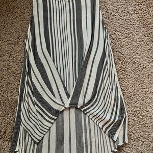 Staccato Asymmetrical Black and White Striped Skirt